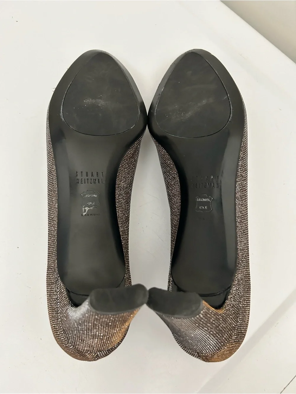 Stuart Weitzman Sparkly Silver Gold Heels Size 10N Narrow